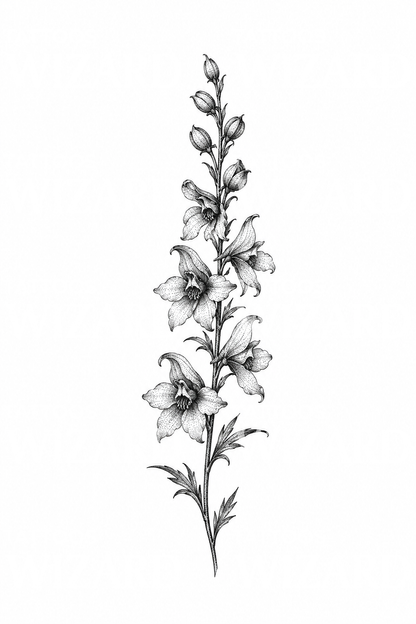 翠雀花花穗点刺纹身