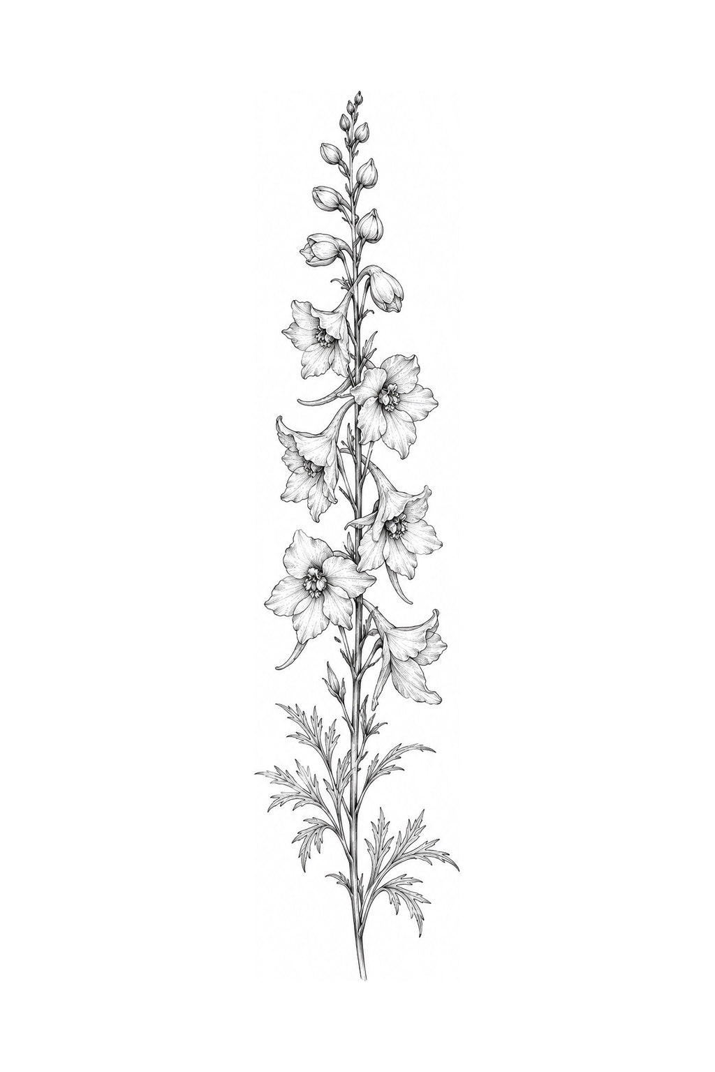 Larkspur Flower Spike Tattoo Idea