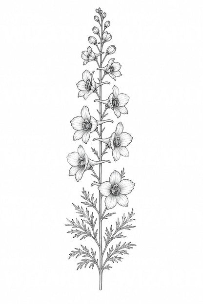 Motif de tatouage de tige de pied-d'alouette