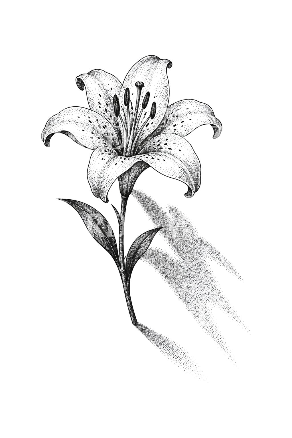 Late Afternoon Light Lily Dotwork Tattoo Design