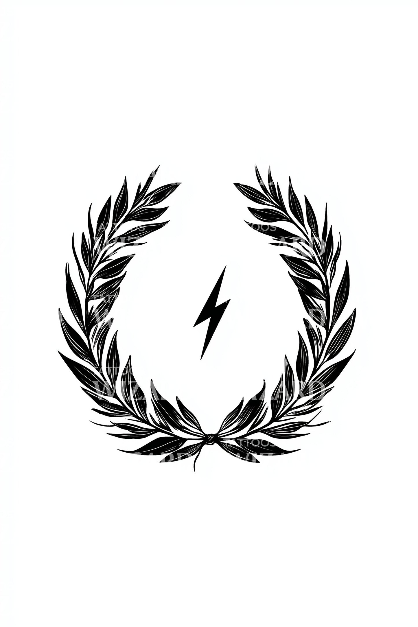 Laurel Wreath Lightning Bold Tattoo Idea
