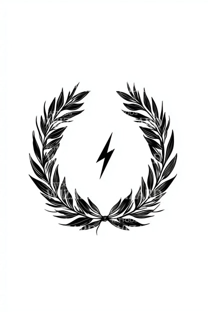 Laurel Wreath Lightning Bold Tattoo Idea