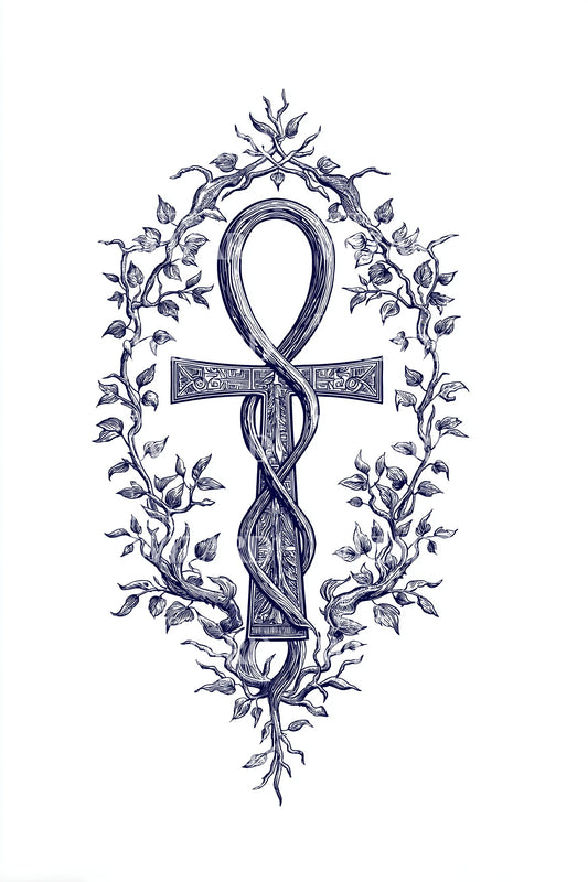 Laurel Wreathed Ankh Tattoo Design