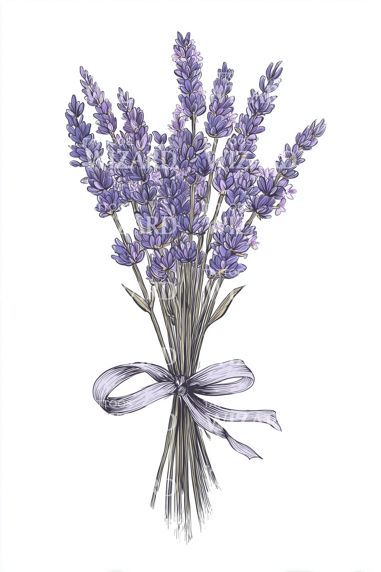 Lavender Bouquet with Ribbon Tattoo Design