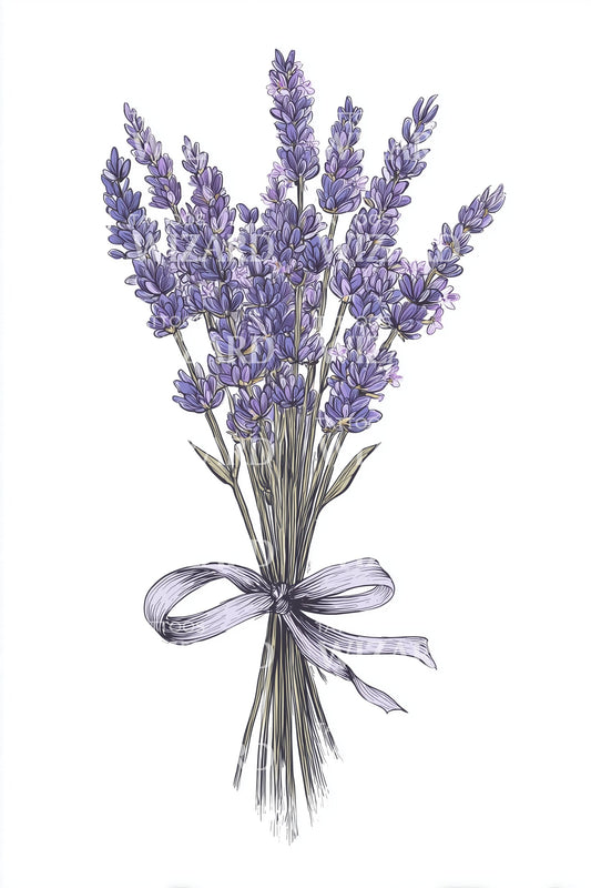 Lavender Bouquet with Ribbon Tattoo Design