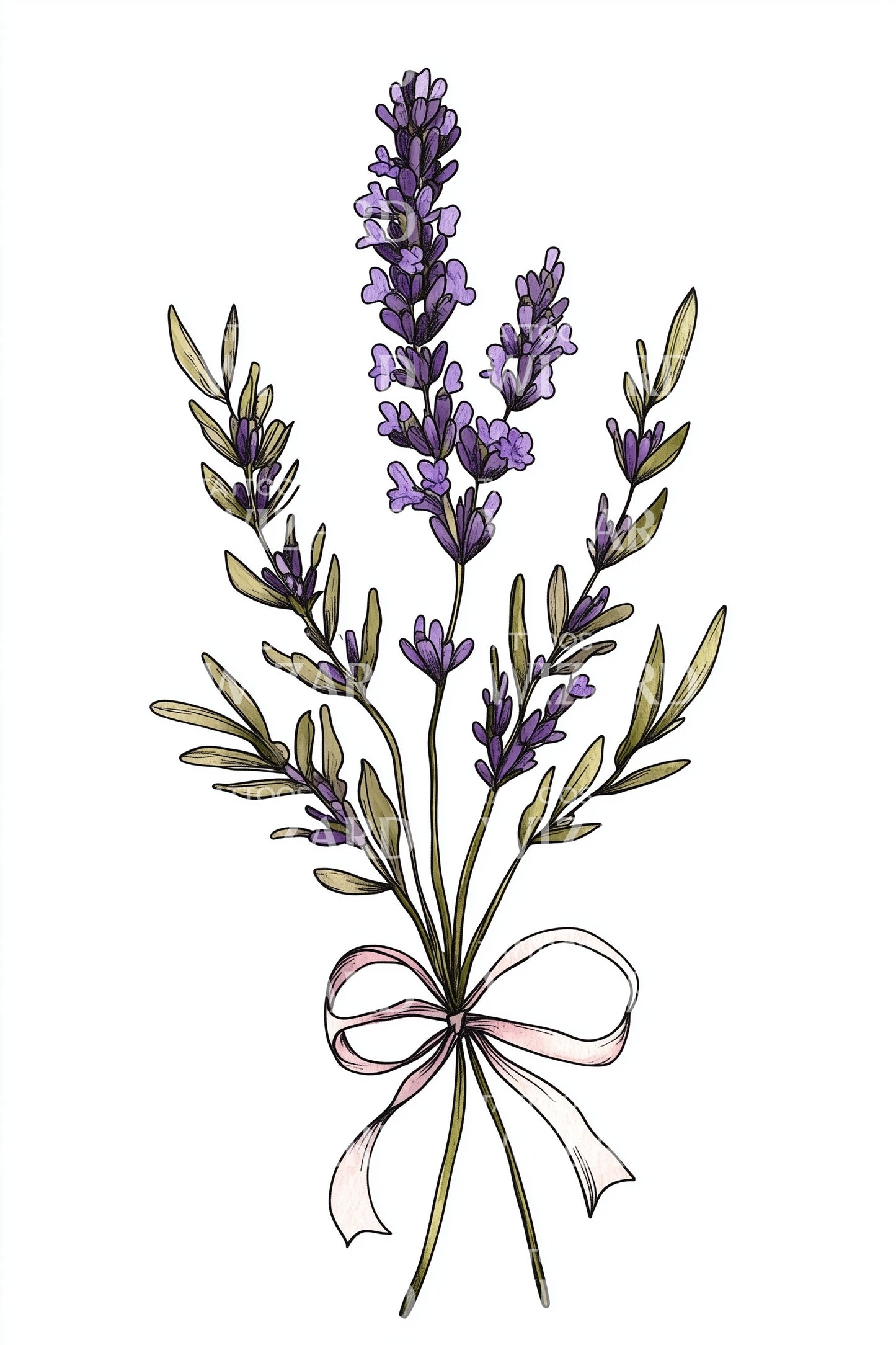Lavender Olive Posy Tattoo Design
