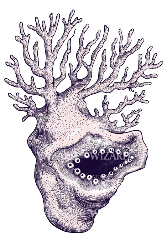 Lavender Sea Anemone Tattoo Design