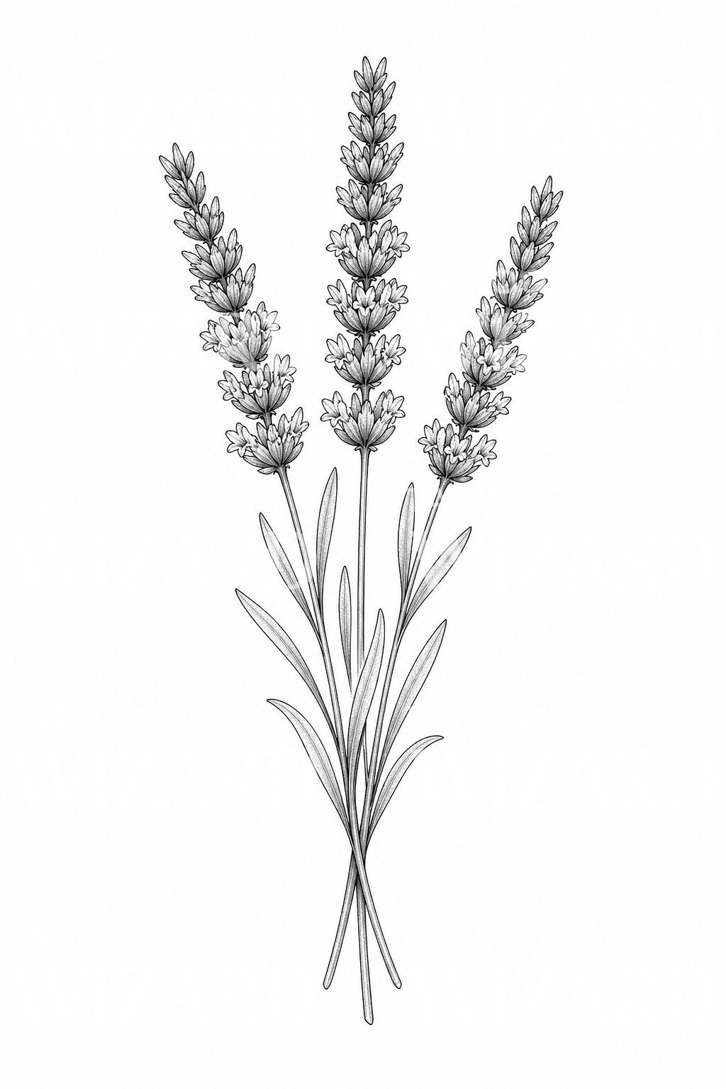 Lavender Sprigs Fine Line Tattoo Design