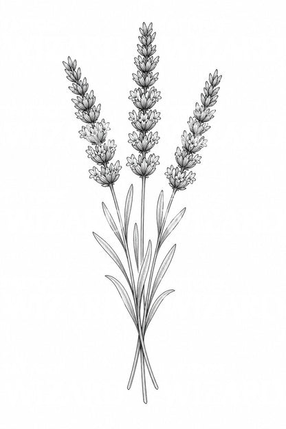 Lavender Sprigs Fine Line Tattoo Design