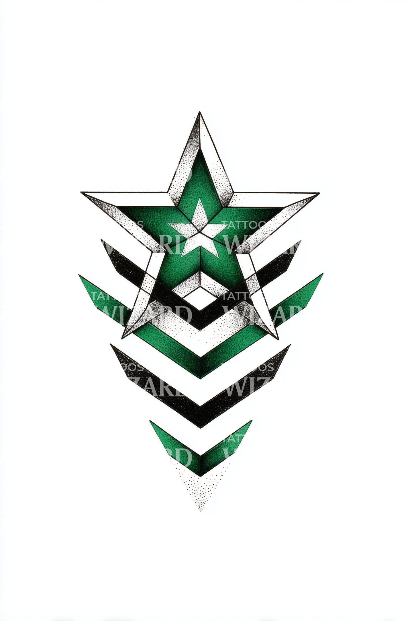 Layered Chevron Star Tattoo Design