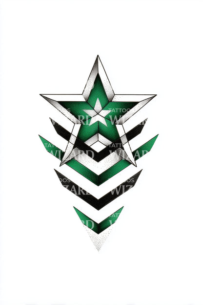 Desain Tato Bintang Chevron Berlapis