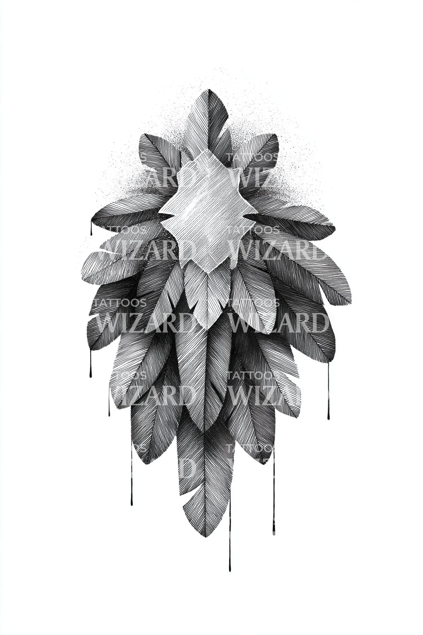 Layered Feather Crest Tattoo Design