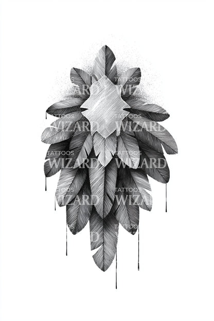 Layered Feather Crest Tattoo Design