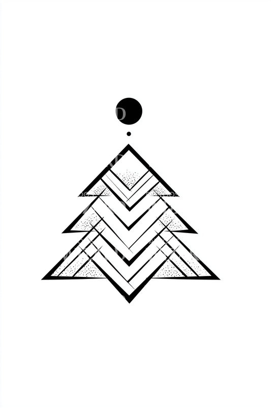 Layered Geometric Holiday Tree Tattoo Design
