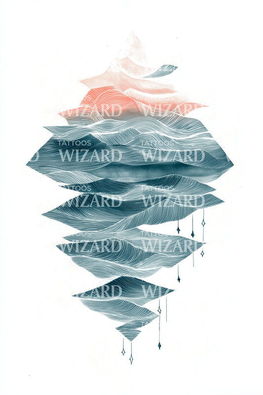 Layered Ocean Stacks Tattoo Design