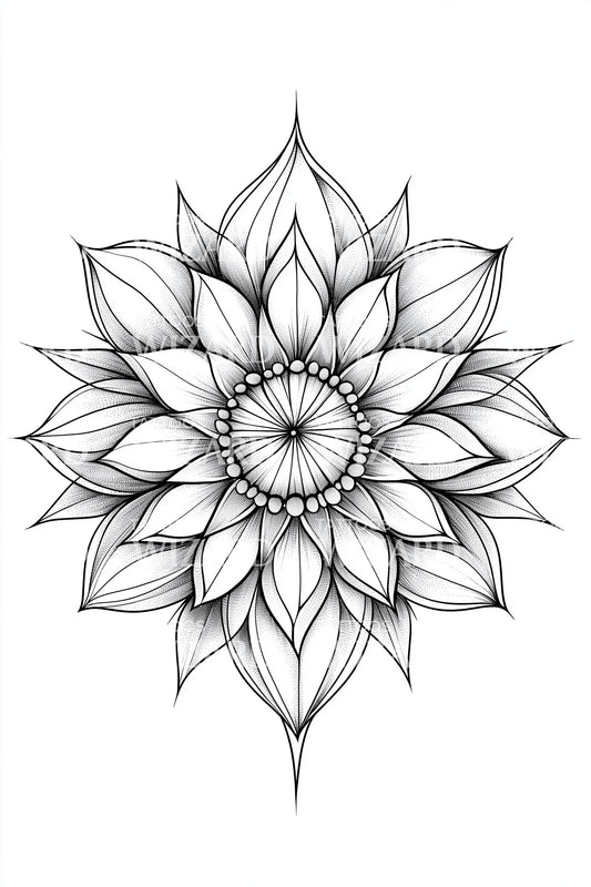 Ideia de Tatuagem Mandala com Pétalas em Camadas