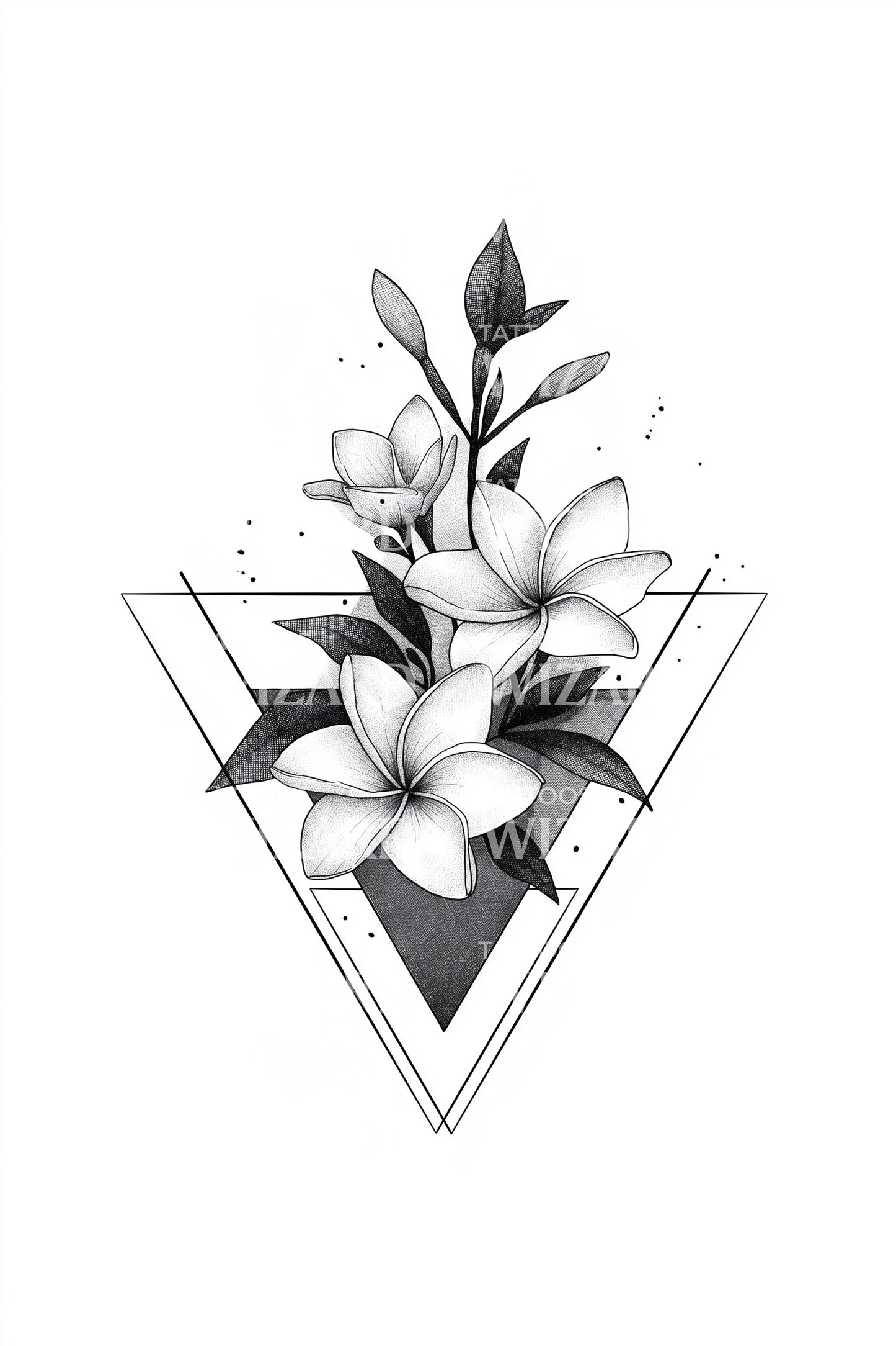 Idée de tatouage jasmin triangle superposé