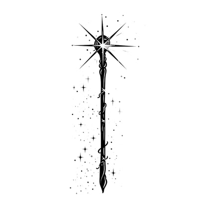 Minimalist Magic Wand Tattoo Design