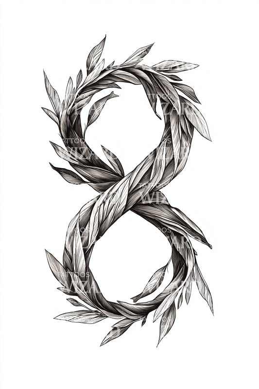 Leaf Braid Infinity Loop Tattoo Design