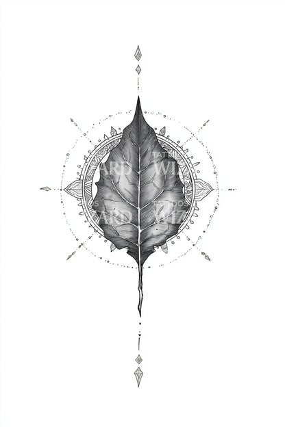 Leaf Compass Ornament Tattoo Illustration