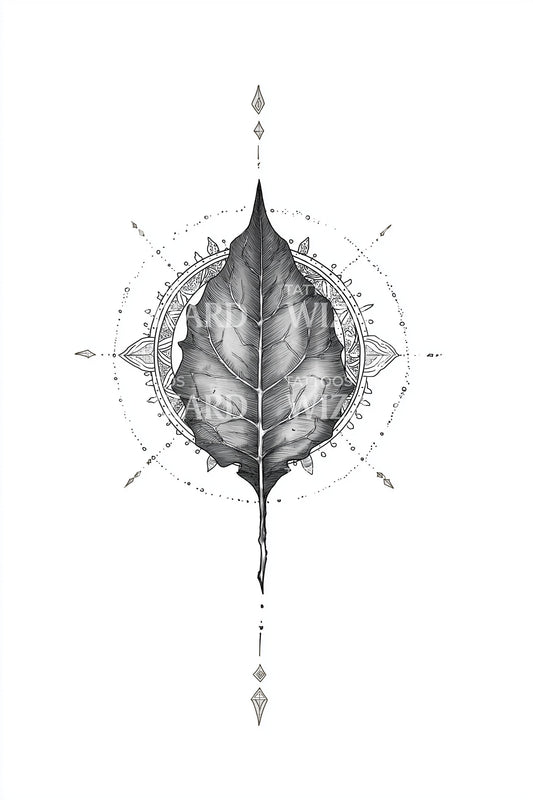 Leaf Compass Ornament Tattoo Illustration