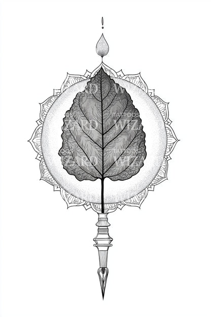 Leaf Dagger Ornament Tattoo Design