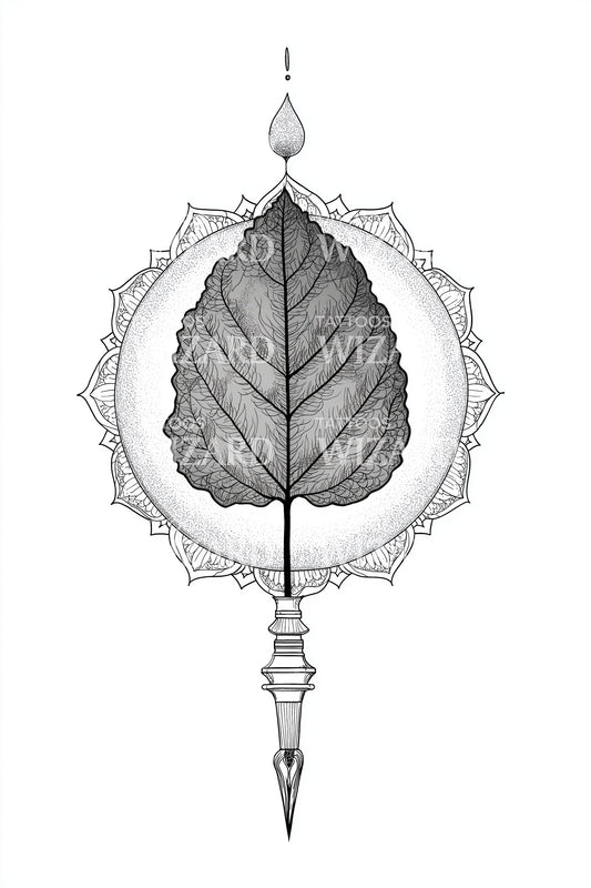 Leaf Dagger Ornament Tattoo Design