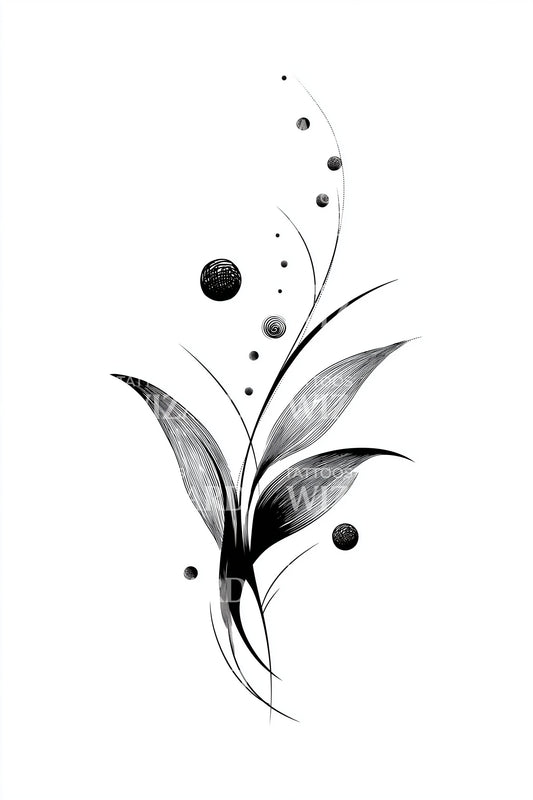 Leaf Orbit Dance Tattoo Design