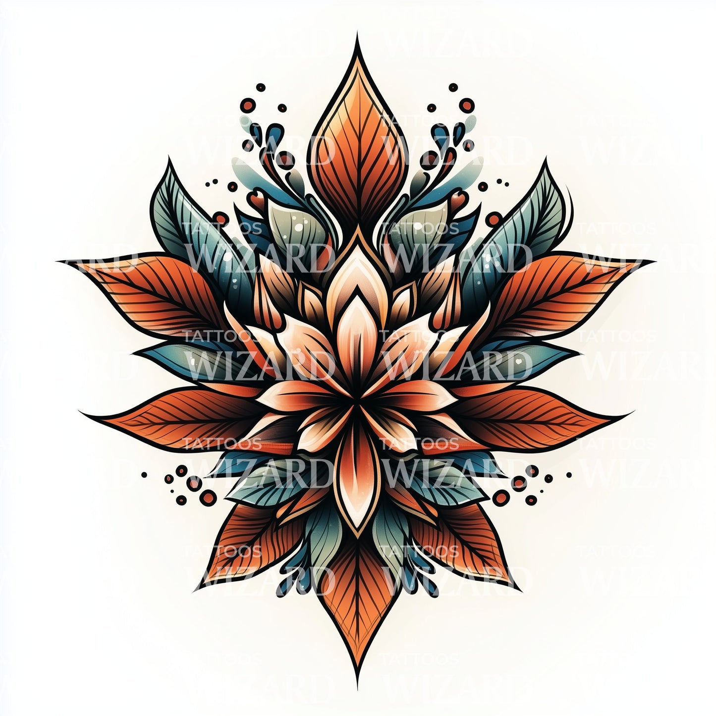 Leaf Pattern Tattoo Illustration