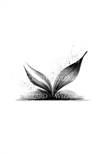 叶芽书本纹身插图