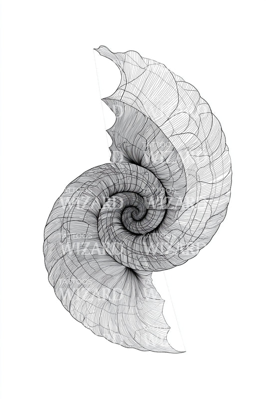 Leaf Vein Spiral Tattoo Idea