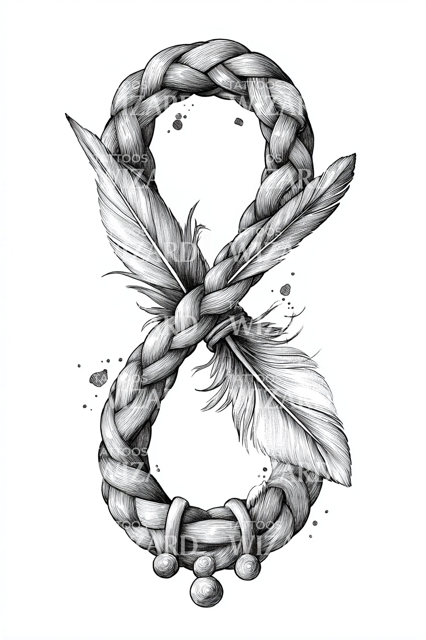 Leafed Infinity Braid Tattoo Design