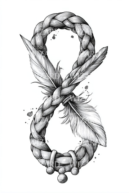 Leafed Infinity Braid Tattoo Design