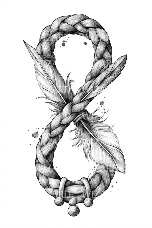 Leafed Infinity Braid Tattoo Design