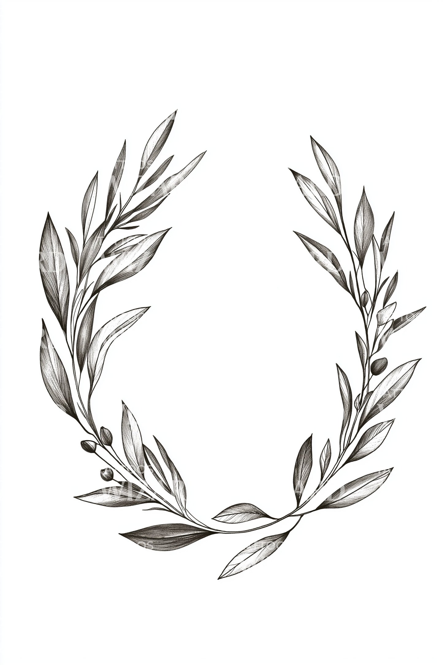 Leafy Garland Circle Tattoo Design