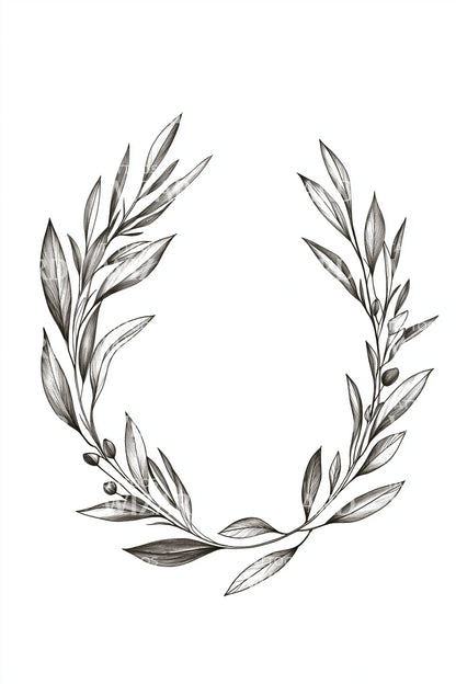 Leafy Garland Circle Tattoo Design