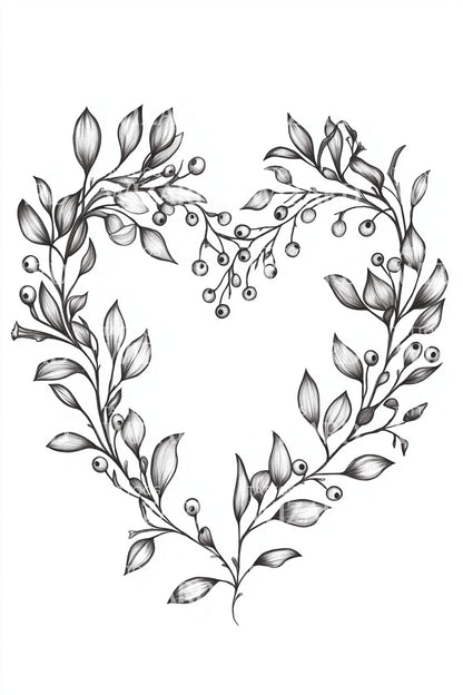 Leafy Heart Christmas Wreath Tattoo Idea