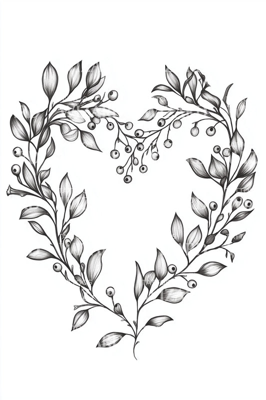 Leafy Heart Christmas Wreath Tattoo Idea