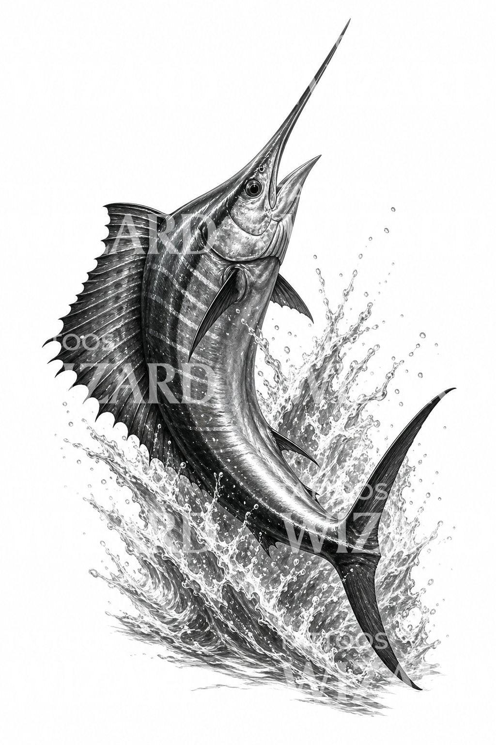Tattoo-Design mit springendem Fächerfisch