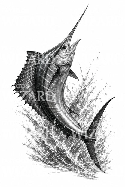 Tattoo-Design mit springendem Fächerfisch