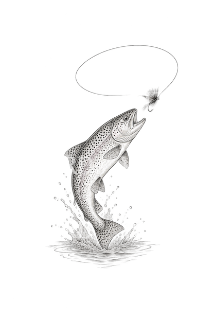 Leaping Trout and Fly Tattoo Idea