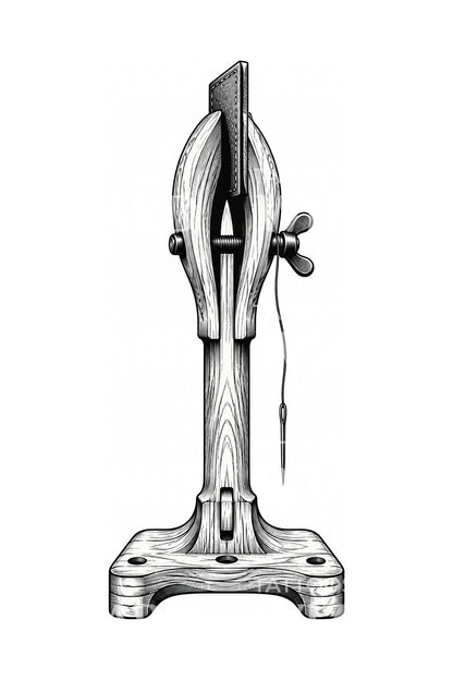 Leather Stitching Pony Clamp Tattoo Illustration