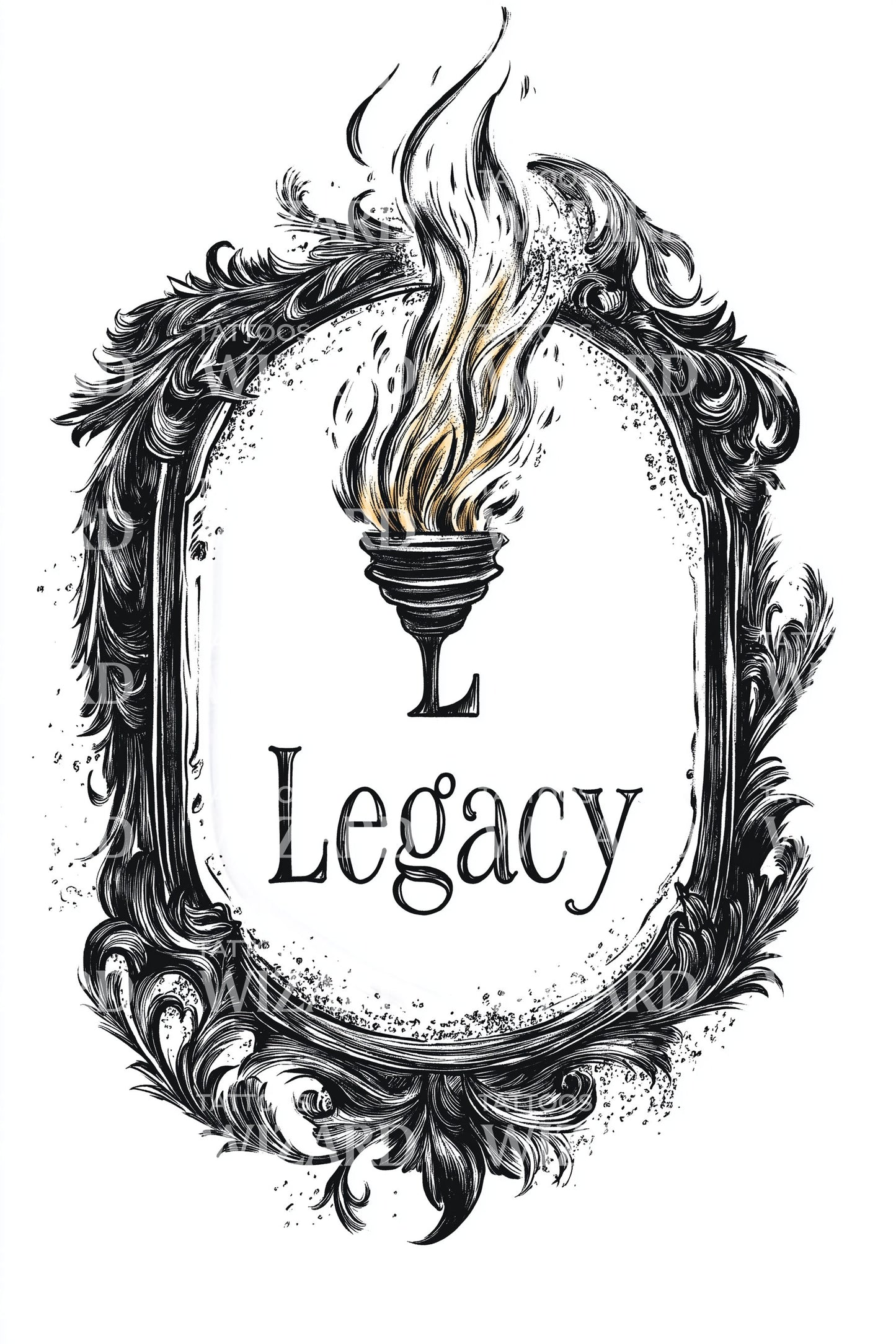 Legacy Ornate Torch Tattoo Design