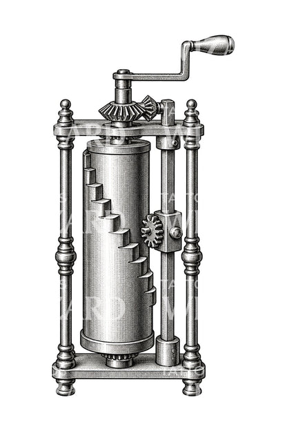 タトゥーイラスト: Leibniz Stepped Drum Mechanism Tattoo Illustration