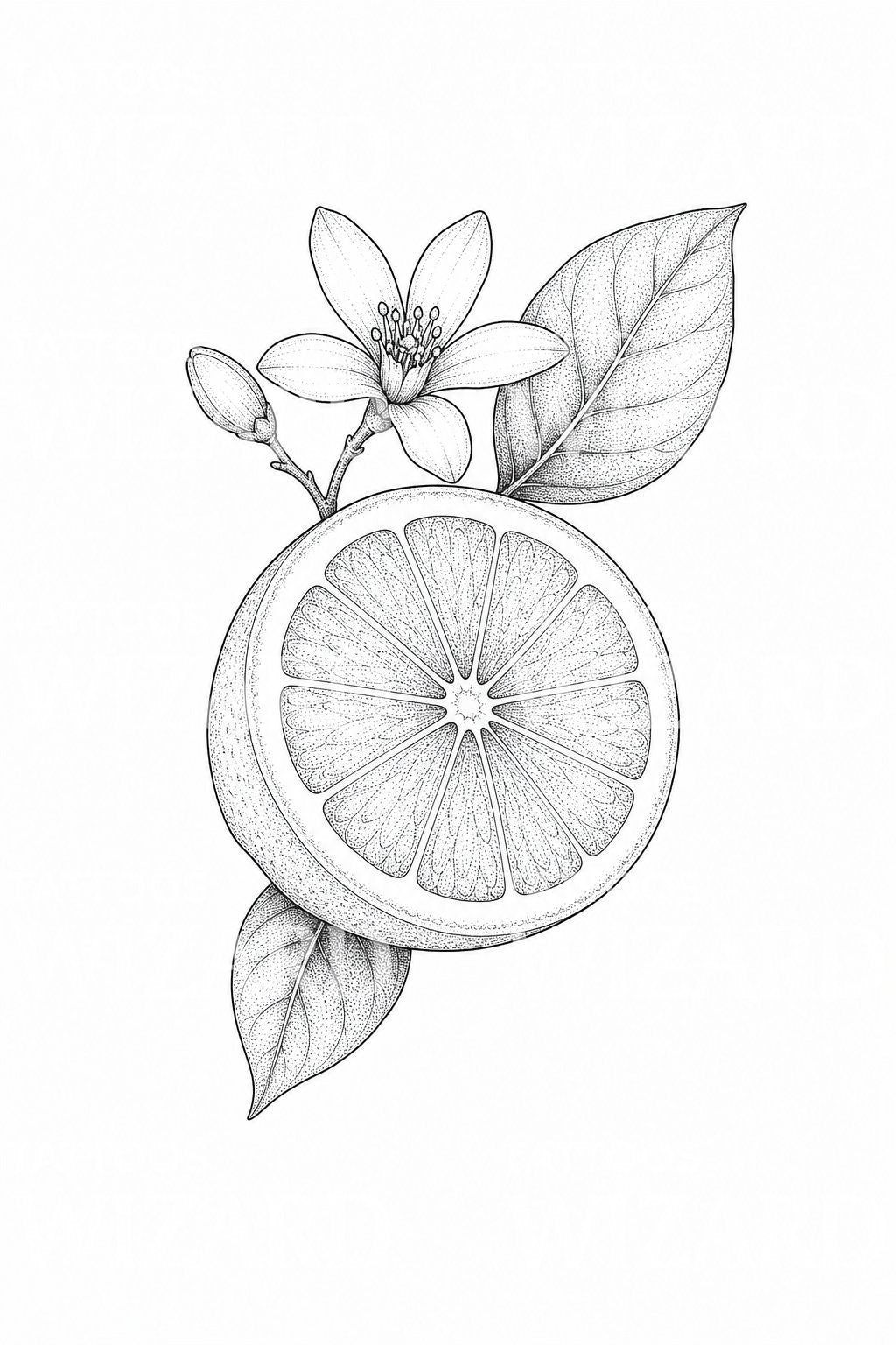 Lemon and Blossom Tattoo Design