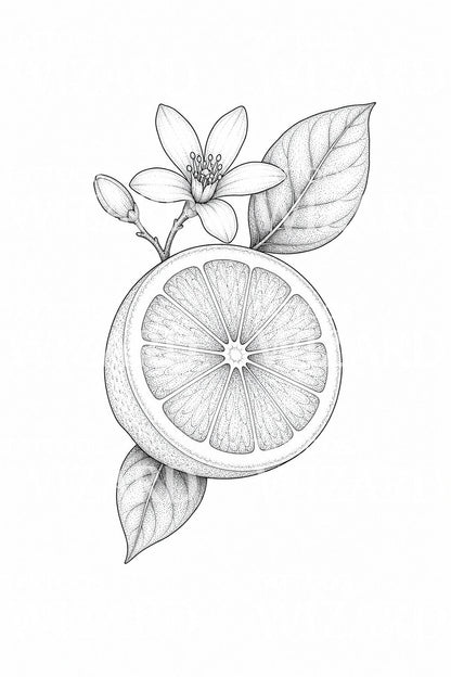 Lemon and Blossom Tattoo Design