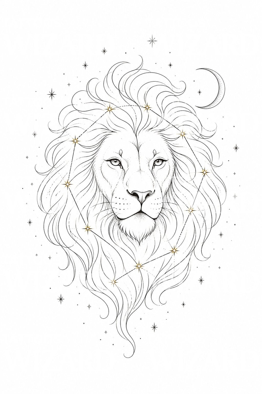 Leo Constellation Fine Line Tattoo Design