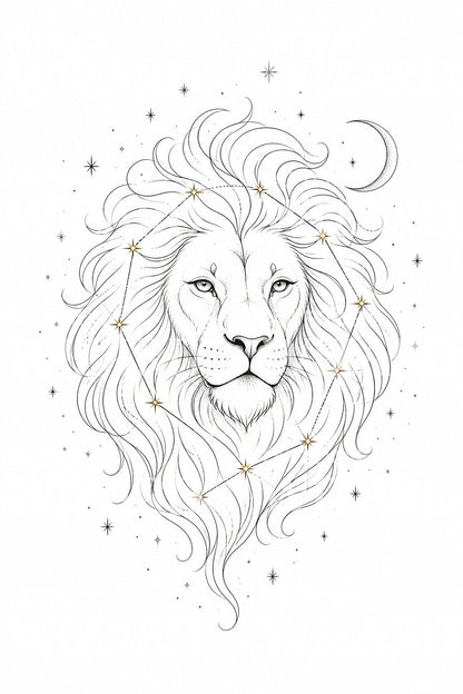 Leo Constellation Fine Line Tattoo Design