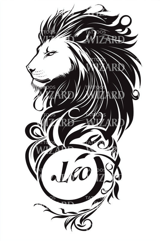 Leo Lion Profile Tattoo Design