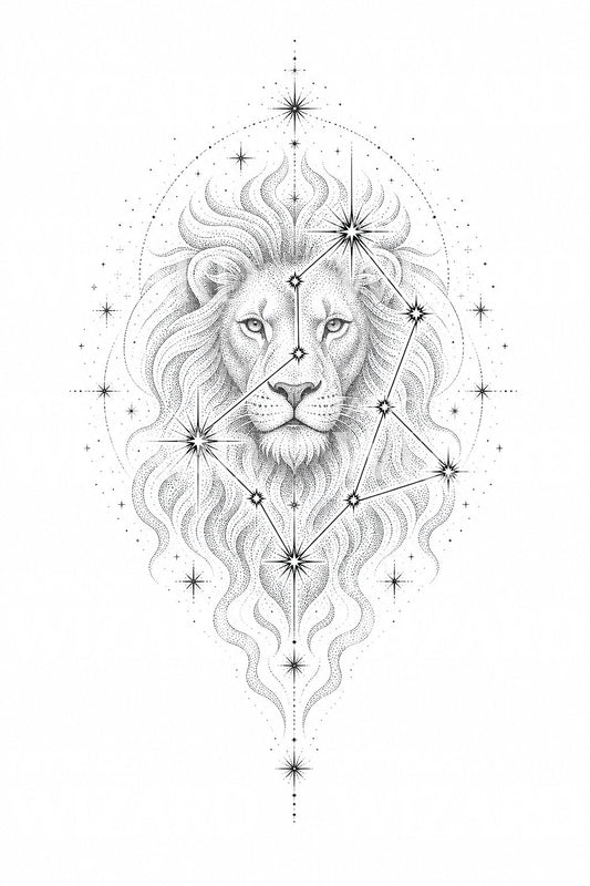 Desain Tato Konstelasi Zodiak Leo
